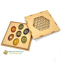 Seven Chakra Reiki Stone Set Natural With Certified Oval Shaped With Mantra Box